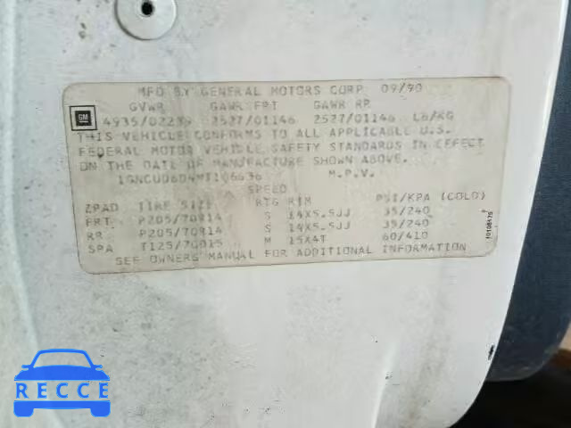1991 CHEVROLET LUMINA 1GNCU06D4MT106636 Bild 9