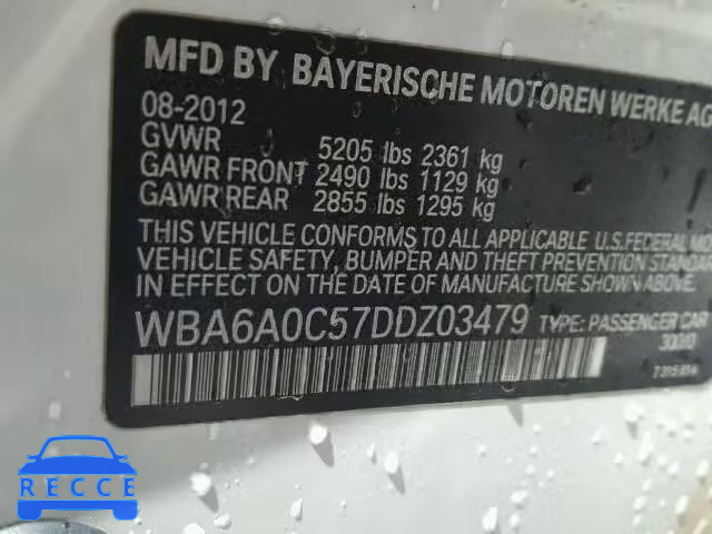 2013 BMW 640I WBA6A0C57DDZ03479 зображення 9