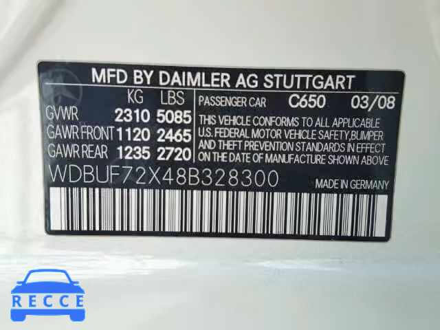 2008 MERCEDES-BENZ E550 WDBUF72X48B328300 image 9