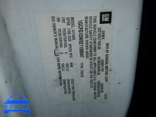 2002 CHEVROLET EXPRESS G1 1GCFG15W021188847 image 7