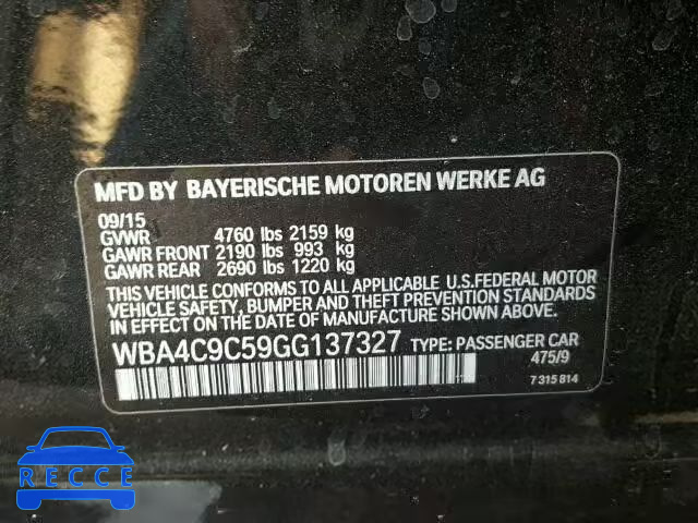 2016 BMW 428XI GRAN WBA4C9C59GG137327 зображення 9