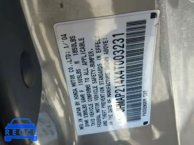 2004 HONDA S2000 JHMAP214X4T003231 зображення 9