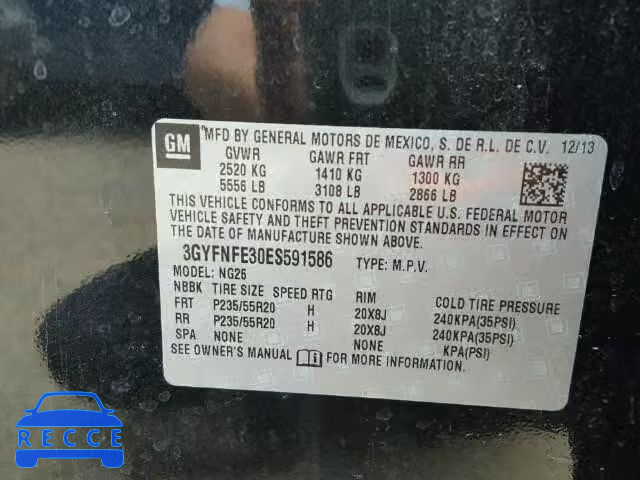 2014 CADILLAC SRX PERFOR 3GYFNFE30ES591586 image 9