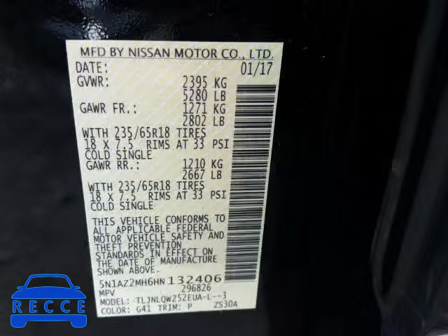 2017 NISSAN MURANO S 5N1AZ2MH6HN132406 image 9