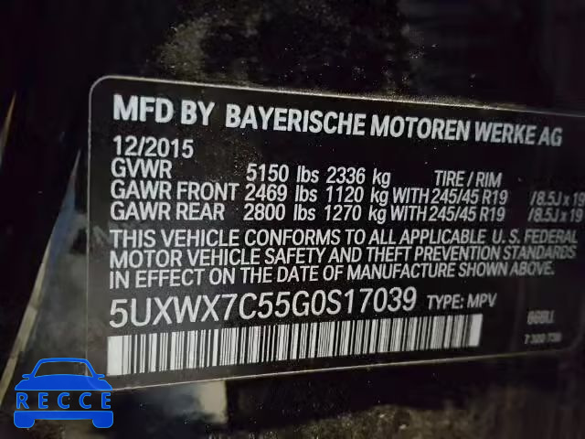 2016 BMW X3 XDRIVE3 5UXWX7C55G0S17039 image 9
