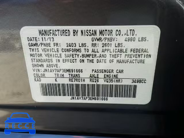 2014 INFINITI Q50 HYBRID JN1AV7AP3EM691666 image 9