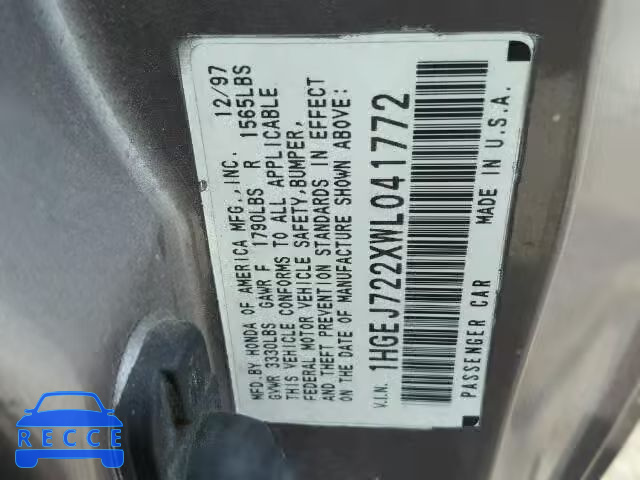 1998 HONDA CIVIC HX 1HGEJ722XWL041772 image 9