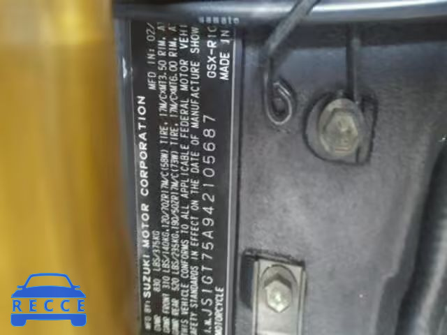 2004 SUZUKI GSX-R1000 JS1GT75A942105687 image 9