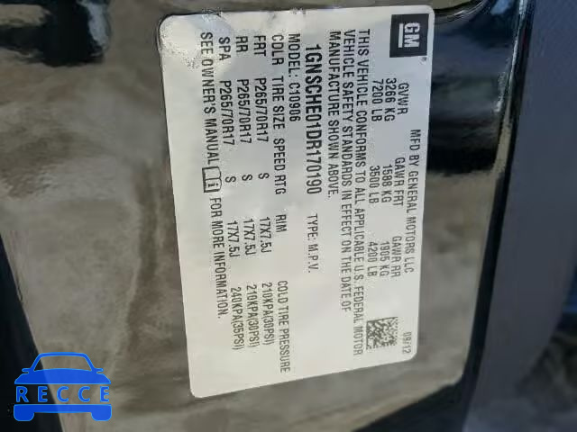 2013 CHEVROLET C1500 SUBU 1GNSCHE01DR170190 image 9