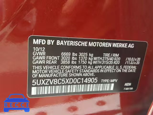 2013 BMW X5 XDRIVE5 5UXZV8C5XD0C14905 image 9