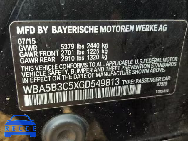 2016 BMW 535XI WBA5B3C5XGD549813 Bild 9