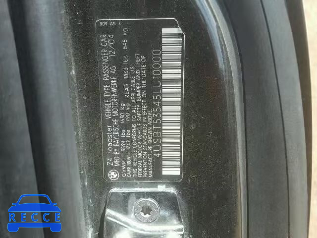 2005 BMW Z4 3.0I 4USBT53545LU10000 image 9