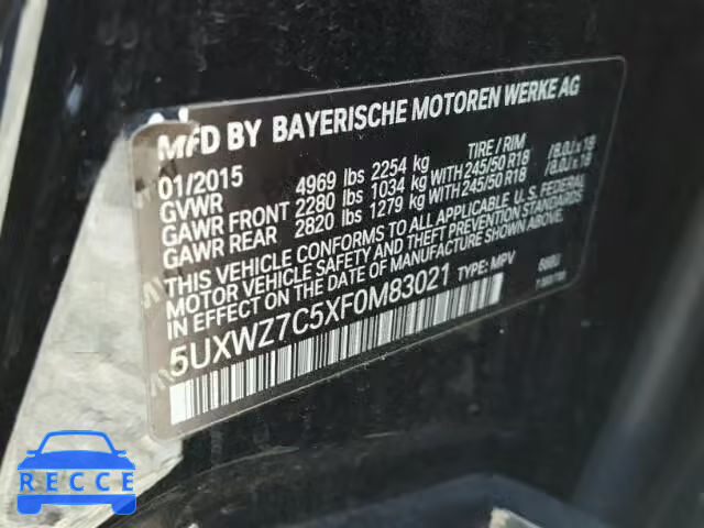 2015 BMW X3 SDRIVE 5UXWZ7C5XF0M83021 Bild 9