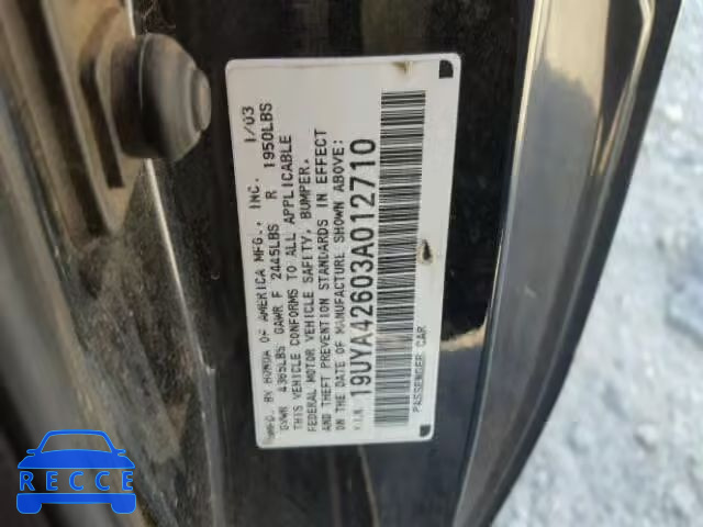 2003 ACURA 3.2 CL TYP 19UYA42603A012710 image 9