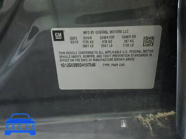 2013 CHEVROLET SONIC RS 1G1JG6SB5D4197546 image 9