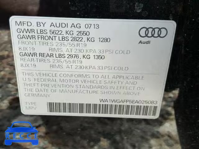 2014 AUDI Q5 PRESTIG WA1WGAFP5EA025083 зображення 9