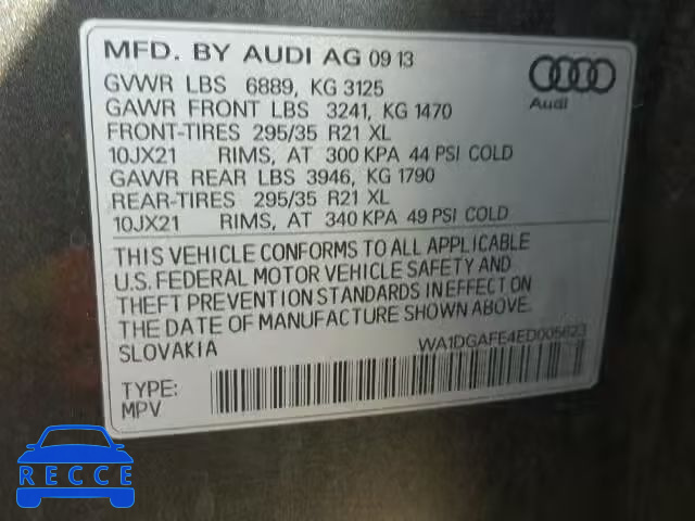 2014 AUDI Q7 PRESTIG WA1DGAFE4ED005623 image 9