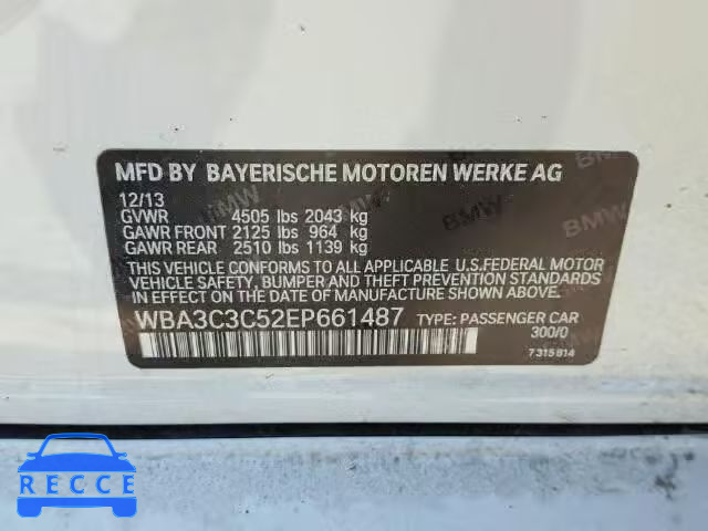 2014 BMW 320I XDRIV WBA3C3C52EP661487 зображення 9