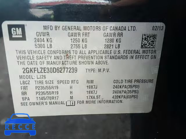 2013 GMC TERRAIN DE 2GKFLZE30D6277239 image 9