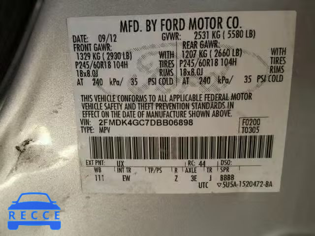 2013 FORD EDGE SE AW 2FMDK4GC7DBB06898 image 9