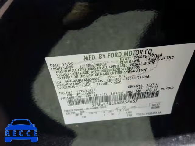 2010 FORD FLEX SE 2FMGK5BCXABA58657 image 9