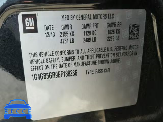 2014 BUICK LACROSSE W 1G4GB5GR9EF188236 image 9