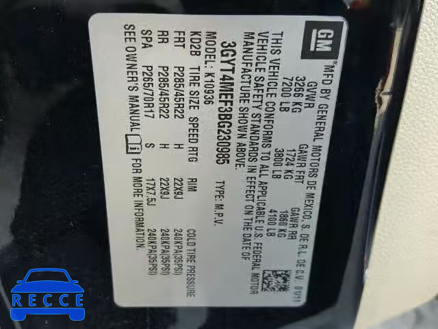 2011 CADILLAC ESCALADE E 3GYT4MEF3BG230985 image 9