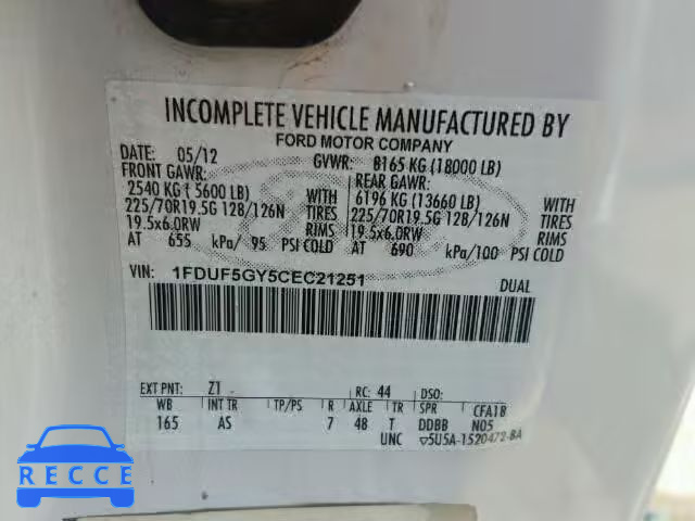 2012 FORD F550 SUPER 1FDUF5GY5CEC21251 image 9