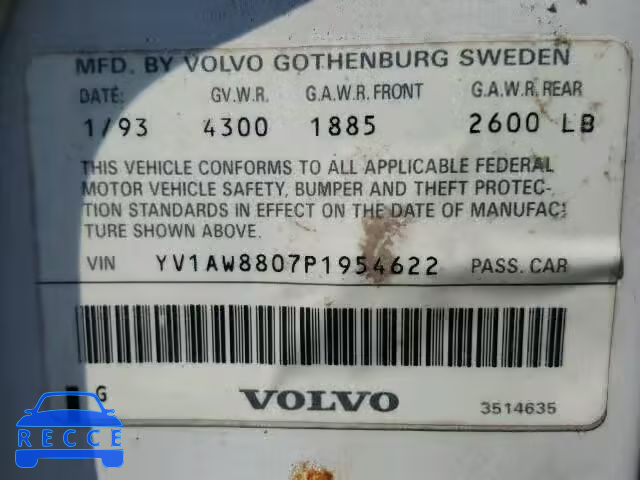 1993 VOLVO 240 YV1AW8807P1954622 Bild 9