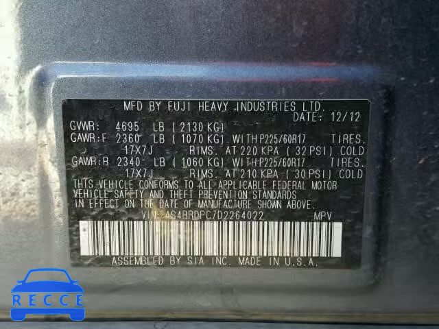 2013 SUBARU OUTBACK 3. 4S4BRDPC7D2264022 image 9