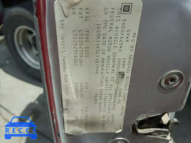 1990 CHEVROLET K1500 1GCDK14K3LE187996 Bild 9