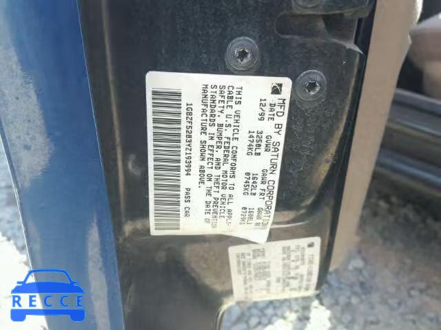 2000 SATURN SL 1G8ZF5283YZ193994 image 9