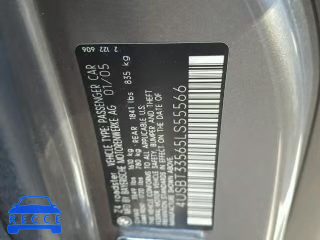 2005 BMW Z4 2.5I 4USBT33565LS55566 зображення 9