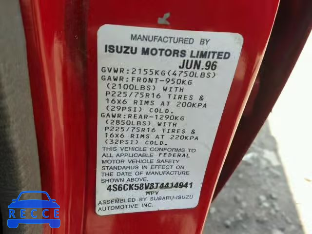 1996 HONDA PASSPORT E 4S6CK58V8T4414941 Bild 9