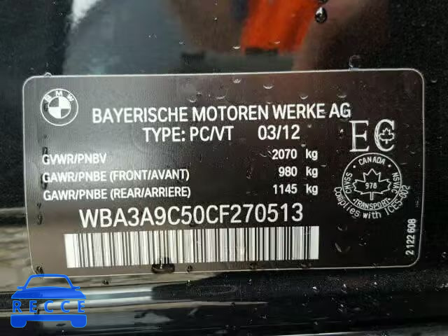 2012 BMW 335I WBA3A9C50CF270513 Bild 9