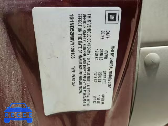 1997 CHEVROLET MALIBU 1G1ND52M0VY129106 image 9
