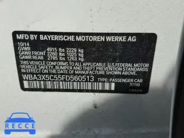 2015 BMW 328XI GT WBA3X5C55FD560513 Bild 9