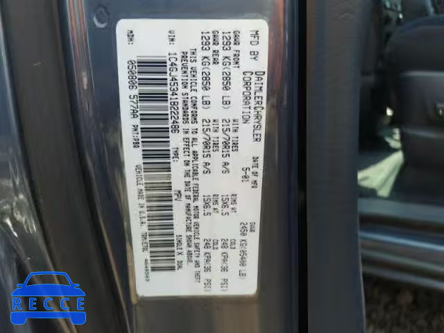 2001 CHRYSLER VOYAGER LX 1C4GJ45341B222486 image 9