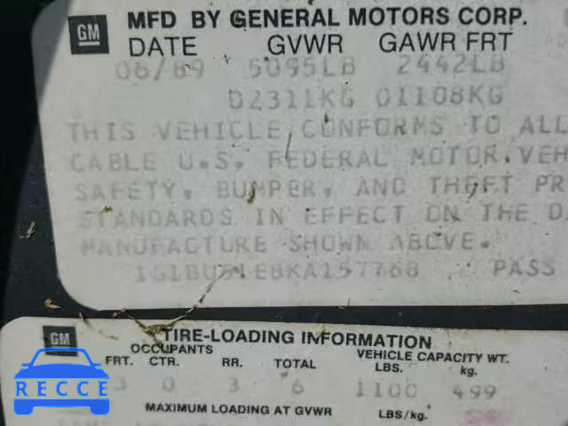 1989 CHEVROLET CAPRICE CL 1G1BU51E8KA157768 image 9