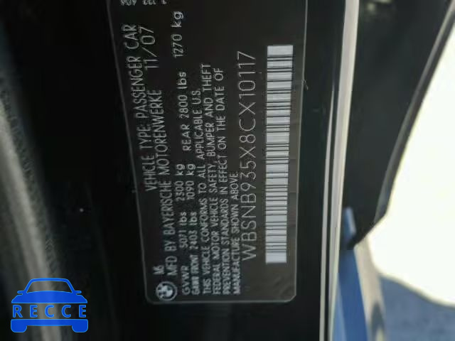 2008 BMW M5 WBSNB935X8CX10117 зображення 9