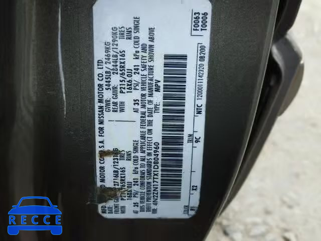 2001 NISSAN QUEST GLE 4N2ZN17TX1D804960 Bild 9