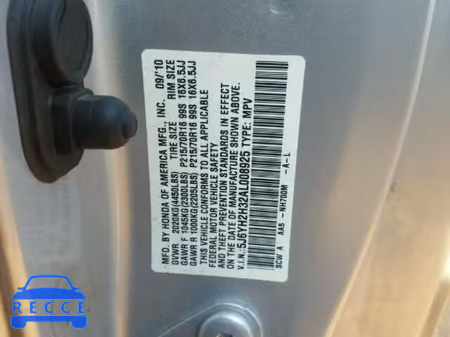 2010 HONDA ELEMENT LX 5J6YH2H32AL008925 image 9