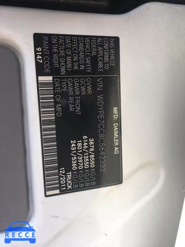 2012 FREIGHTLINER SPRINTER WDYPE7CC8C5642332 image 10