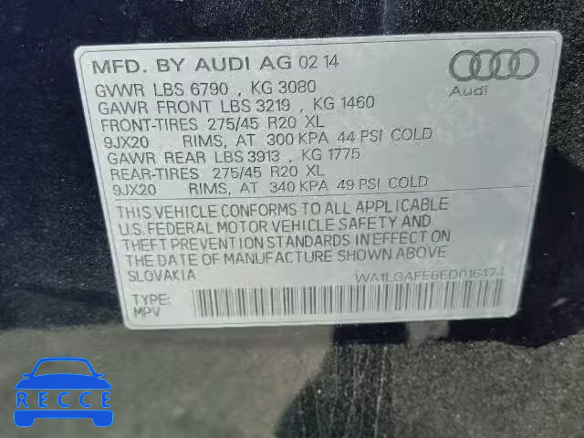 2014 AUDI Q7 PREMIUM WA1LGAFE8ED016474 зображення 9