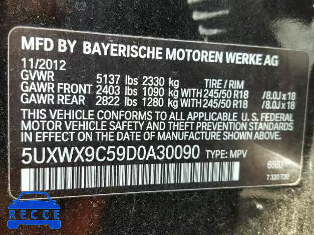 2013 BMW X3 XDRIVE2 5UXWX9C59D0A30090 image 9
