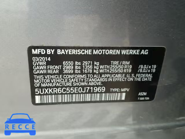 2014 BMW X5 XDRIVE5 5UXKR6C55E0J71969 image 9