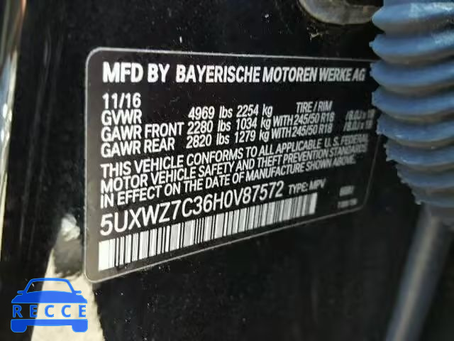 2017 BMW X3 SDRIVE2 5UXWZ7C36H0V87572 зображення 9