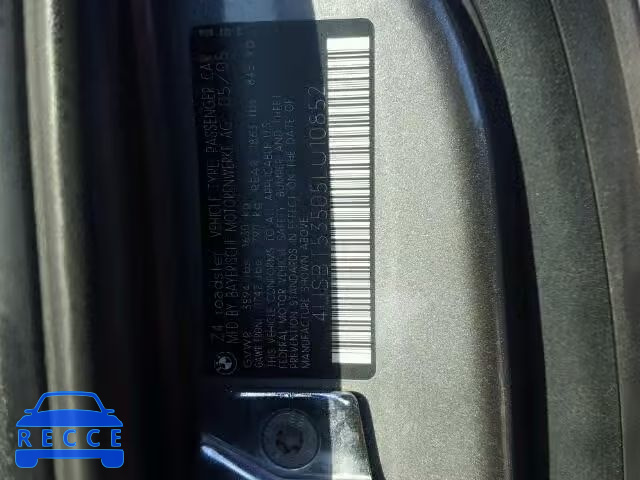2005 BMW Z4 3.0I 4USBT53505LU10852 image 9