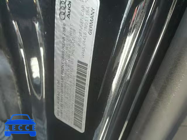 2007 AUDI A8 QUATTRO WAULV44E67N011154 image 9