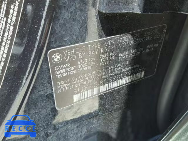 2011 BMW X6 XDRIVE5 5UXFG8C59BLZ95986 зображення 9